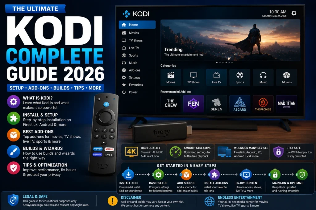 Kodi Complete Guide 2026: Installation, Addons, Builds & Expert Tips