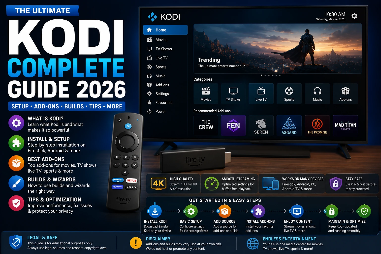 Kodi Complete Guide 2026: Installation, Addons, Builds & Expert Tips